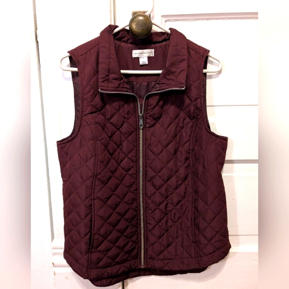 Christopher & Banks maroon lightweight diamond quilted puffer vest M